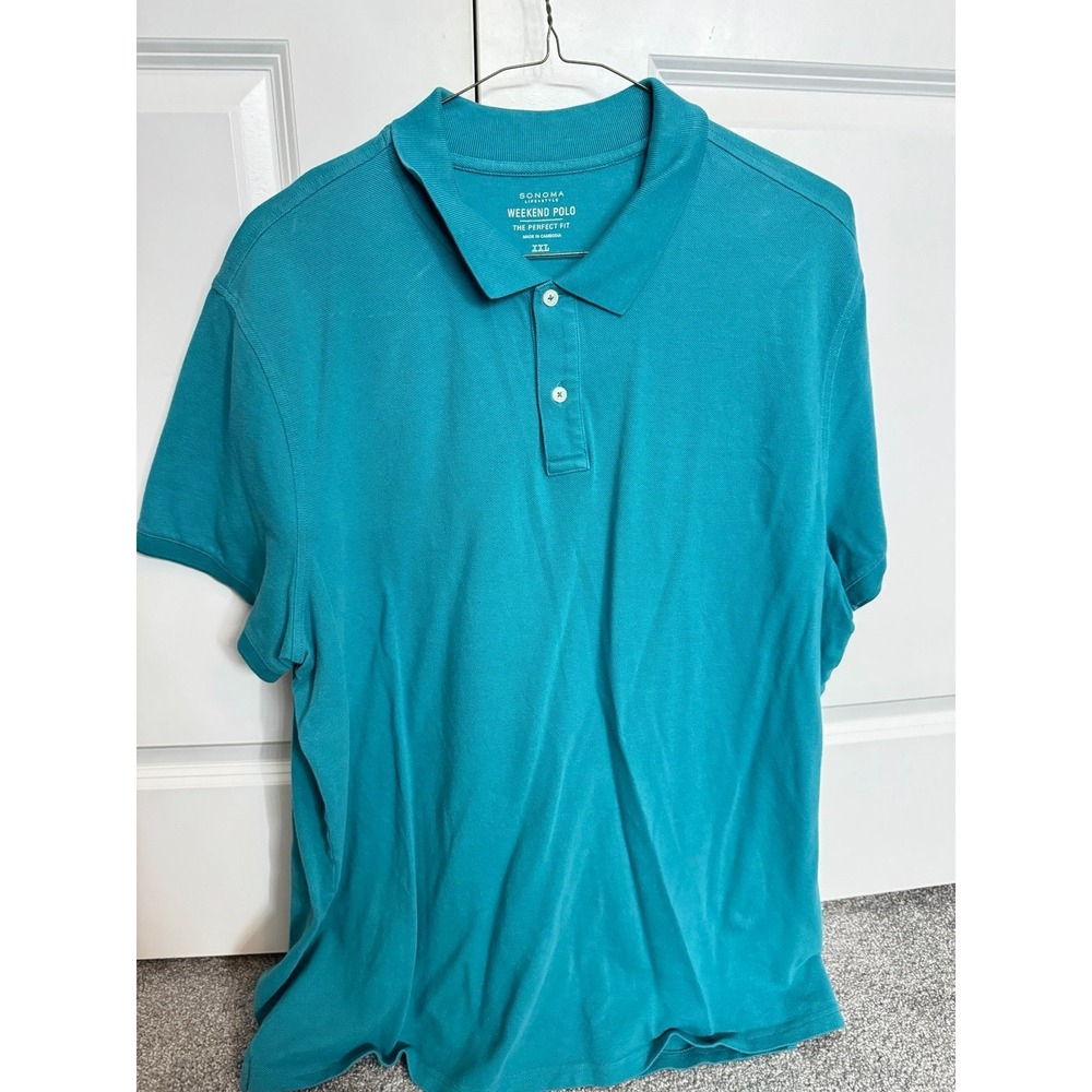 Sonoma Goods for Life Weekend Polo Shirt Mens XXL Teal Short Sleeve Collared
